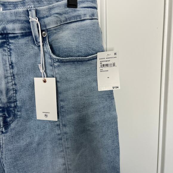 Good American Women's Jeans 14 32 Good Curve Straight Blue Light Wash High Rise - Picture 3 of 7